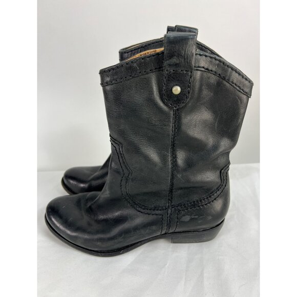 Fossil Women Black Leather Cowboy Western Festival Boots sz 7 - Picture 2 of 8
